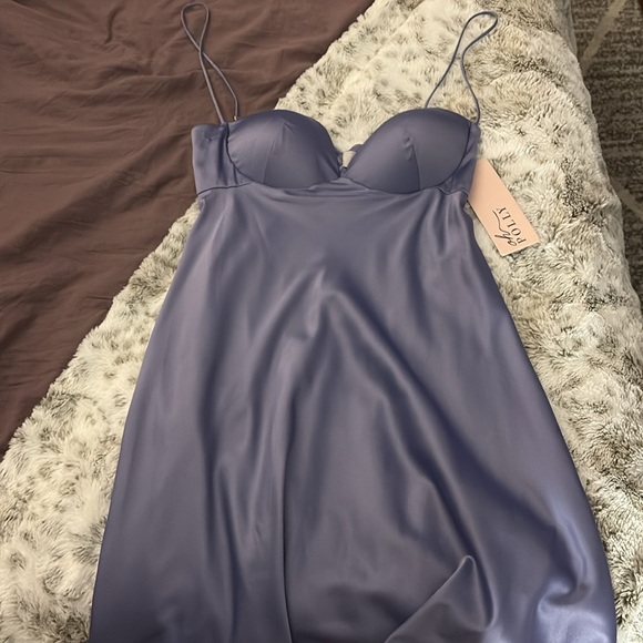 Empire Waistline Mini Dress in Periwinkle - Picture 6 of 8